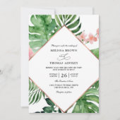 Invitation Mariage Code QR Budget Aquarelle Palmier Tropical (Devant)