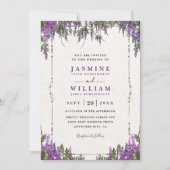 Invitation Mariage code QR budget aquarelle violet lavande (Devant)