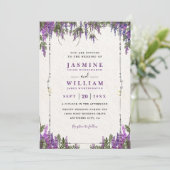 Invitation Mariage code QR budget aquarelle violet lavande (Debout devant)