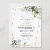 Invitation Mariage Code QR Budget Eucalyptus Végétal Rustique (Devant)