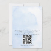 Invitation Mariage Code QR Budget Fleurs Blanches Bleu Poussi (Dos)