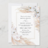 Invitation Mariage Code QR Budget Herbe de la Pampa Orchidées (Devant)