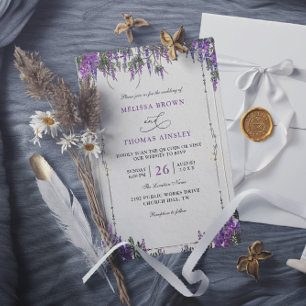Invitation Mariage Code QR Budget Lavande Violet Aquarelle