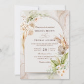 Invitation Mariage Code QR Budget Pampas Fleurs Bohème (Devant)