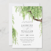 Invitation Mariage Code QR Budget Rustique Saule Pleureur Arb (Devant)