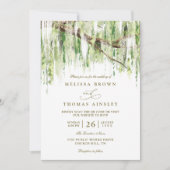 Invitation Mariage Code QR Budget Rustique Saule Pleureur Arb (Devant)