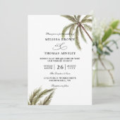 Invitation Mariage Code QR Budget Tropical Boho Palmiers (Debout devant)