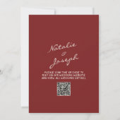 Invitation Mariage code QR Burgundy Dessiné à la Main Fantais (Dos)