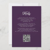 Invitation Mariage Code QR Calligraphie Paillettes Argent Vio (Dos)