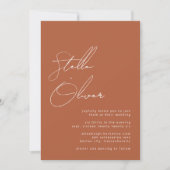 Invitation Mariage Code QR Calligraphie Terracotta Rustique (Devant)