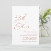 Invitation Mariage Code QR Calligraphie Terracotta Rustique (Debout devant)