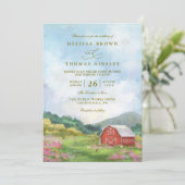 Invitation Mariage Code QR Campagne Rustique Barn Western (Debout devant)