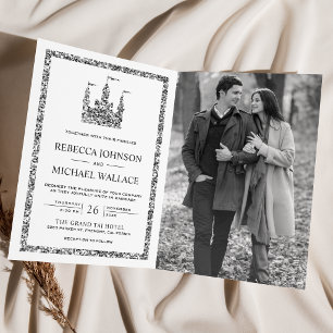 Invitation Mariage Code QR Carrosse Château de Contes de Fées