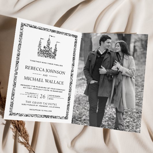 Invitation Mariage Code QR Carrosse Château de Contes de Fées