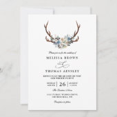 Invitation Mariage Code QR Cerf Floral Boho Rustique (Devant)