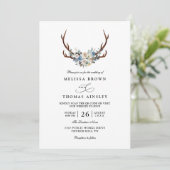 Invitation Mariage Code QR Cerf Floral Boho Rustique (Debout devant)