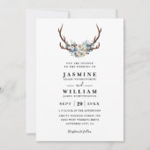 Invitation Mariage Code QR Cerf Rustique Boho Floral (Devant)