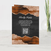 Invitation Mariage Code QR Charbon de Marbre Agate Orange Brû (Dos)