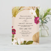 Invitation Mariage Code QR Chic Bohème Beige Neutre Vert Roug (Debout devant)