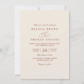 Invitation Mariage code QR chic boho moderne terre cuite brûl (Devant)