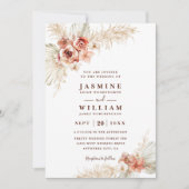 Invitation Mariage Code QR Chic Élégant Floral Boho Pampas (Devant)