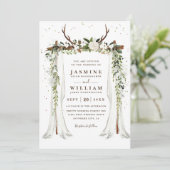 Invitation Mariage Code QR Chic Élégant Floral Canopy Boho (Debout devant)