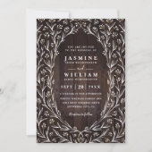 Invitation Mariage Code QR Chic Floral Boho Bois Grange Rusti (Devant)