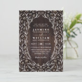 Invitation Mariage Code QR Chic Floral Boho Bois Grange Rusti (Debout devant)