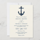 Invitation Mariage Code QR Chic Moderne Bleu Ancre Marine (Devant)