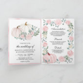 Invitation Mariage Code QR Citrouille Florale Rose Fardée (Intérieur)