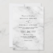 Invitation Mariage Code QR Classique Marbre Simple Élégant Ch (Devant)