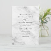 Invitation Mariage Code QR Classique Marbre Simple Élégant Ch (Debout devant)