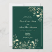 Invitation Mariage Code QR Classique Vert Emeraude (Devant)