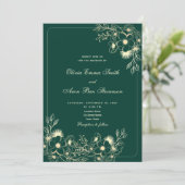 Invitation Mariage Code QR Classique Vert Emeraude (Debout devant)