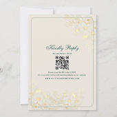 Invitation Mariage Code QR Classique Vert Emeraude (Dos)