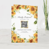 Invitation Mariage Code QR Collage Photo de Tournesols Rustiq (Dos)