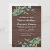 Invitation Mariage Code QR Collage Photo Eucalyptus Bois (Devant)