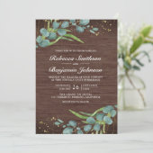 Invitation Mariage Code QR Collage Photo Eucalyptus Bois (Debout devant)