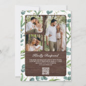 Invitation Mariage Code QR Collage Photo Eucalyptus Bois (Dos)