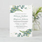 Invitation Mariage Code QR Collage Photo Eucalyptus Rustique (Debout devant)