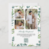 Invitation Mariage Code QR Collage Photo Eucalyptus Rustique (Dos)