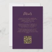 Invitation Mariage Code QR Couronne Florale Violette Monogram (Dos)