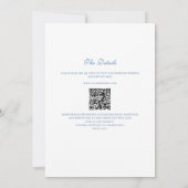 Invitation Mariage Code QR Couronne Monogramme Bleu Royal (Dos)