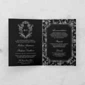 Invitation Mariage Code QR Crête de Chinoiserie Noire (Intérieur)