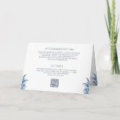 Invitation Mariage Code QR Crête Florale Bleue Rustique Vinta (Dos)
