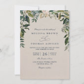 Invitation Mariage Code QR d'arche de feuillage aquarelle ver (Devant)