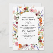 Invitation Mariage code QR de fleurs sauvages aquarelles auda (Devant)
