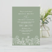 Invitation Mariage code QR de fleurs sauvages boho vert sauge (Debout devant)
