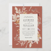 Invitation Mariage code QR de fleurs séchées en terre cuite B (Devant)