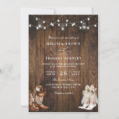 Invitation Mariage code QR de grange de campagne western rust (Devant)